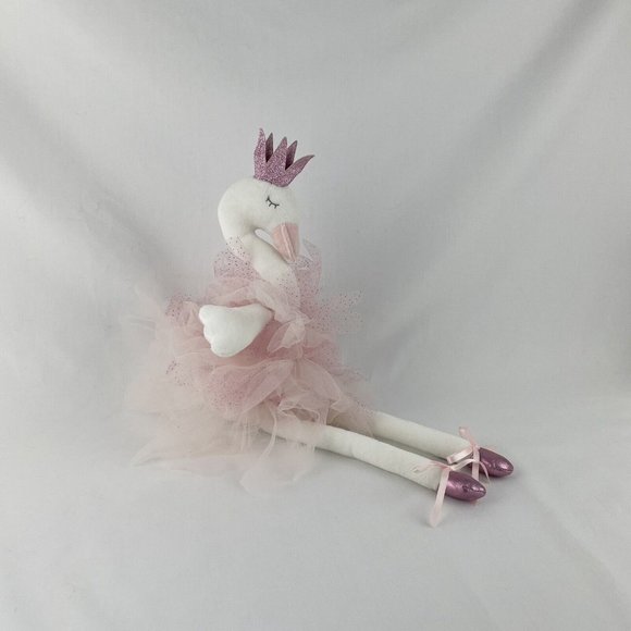 Floral Services Sophia White Swan 18" Plush Pink Ballerina Tutu Sparkle Crown - Picture 2 of 8